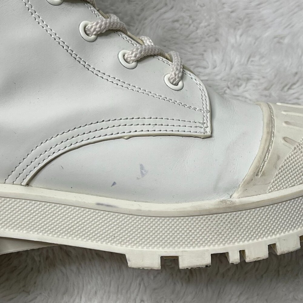 Christian Dior Women's White Lace Up Combat Leather Boot Shoes Size 40 - Picture 12 of 15